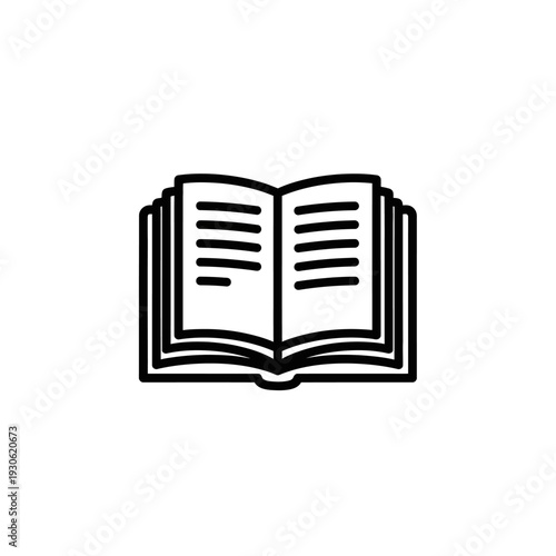 Open Book with Reading Pages for Learning and Study in a Minimalist Style