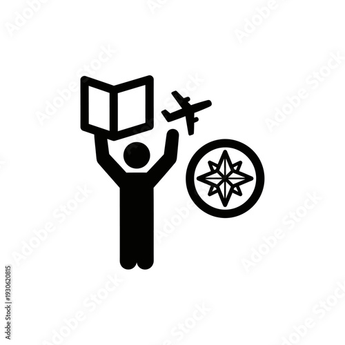 Travel Planning and Navigation Concept with Map Compass and Flight Icon