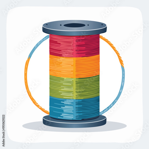 Colorful thread spool isolated on white background