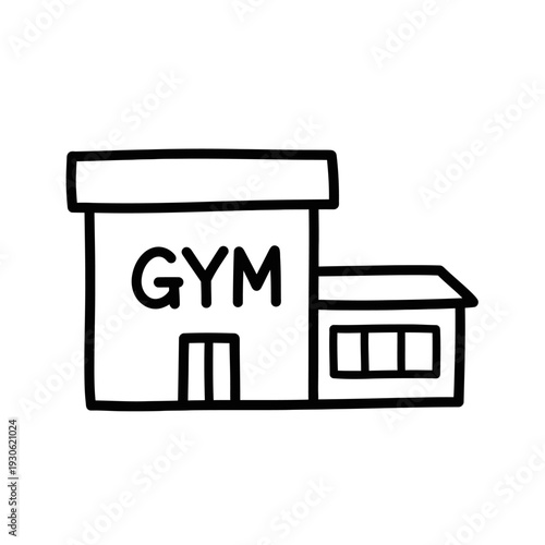 Simple Hand-Drawn Illustration of a Modern Gym Building for Fitness Center Concept