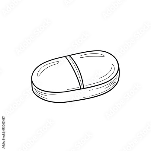 Simple Illustrated Image of an Over-the-Counter Medication Tablet in Perspective View