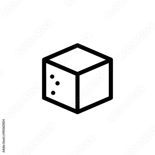 Simple Line Art Illustration of a Dice with Three Dots for Board Games and Gaming Activities