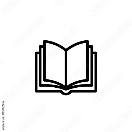 Open Book Icon, Flat Design Illustration for Reading and Education Concepts