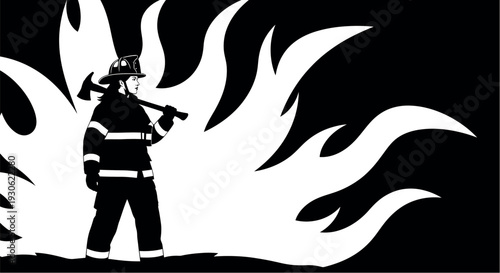 Empowering women on international women's day with a firefighter silhouettestrator Artwork