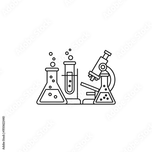 Scientific Laboratory Equipment with Test Tubes and Microscope for Research and Experiments