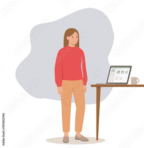 White-collar workers stay at home and have meetings with the company team through video stock illustration