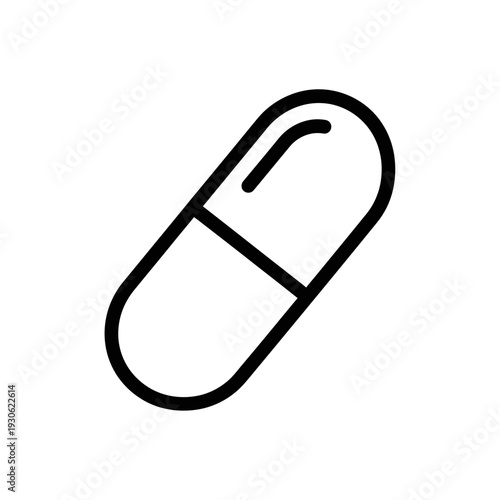 Minimalistic Illustration of a Capsule Pill for Medical and Pharmaceutical Use