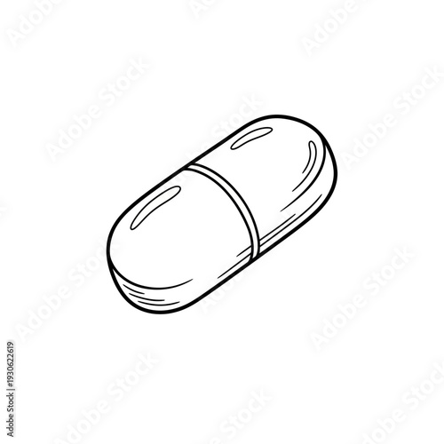 Minimalistic Illustration of a Capsule Pill for Medication and Healthcare