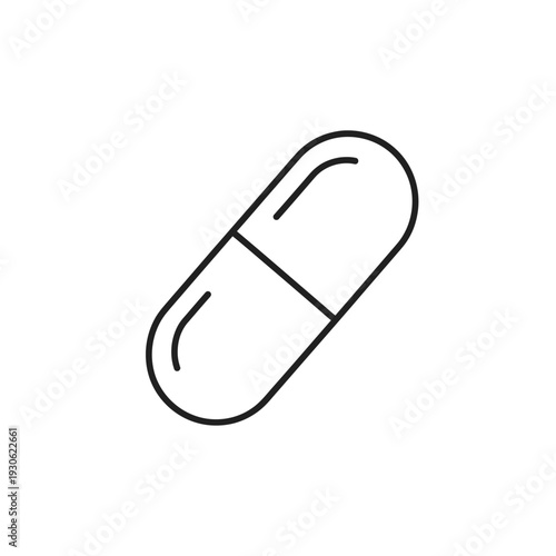Minimalistic Illustration of a Single Capsule Pill for Medical and Healthcare Themes