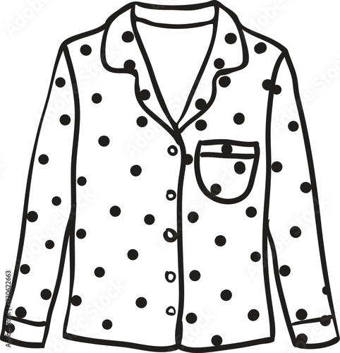 Hand drawn illustration of a polka dot button down shirt