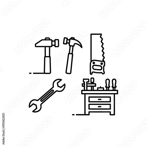 Set of Hand Tools and Workshop Equipment for DIY Home Repairs