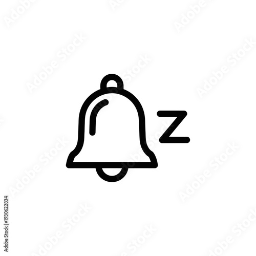 Minimalistic Notification Bell Icon with Sleep Indication for Digital Devices