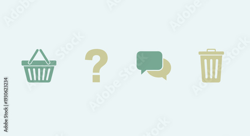 Set of Pastel Colored E-commerce Shopping and Support Icons on Light Green Background