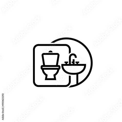 Modern Bathroom Fixtures with Toilet and Sink Illustration for Interior Design