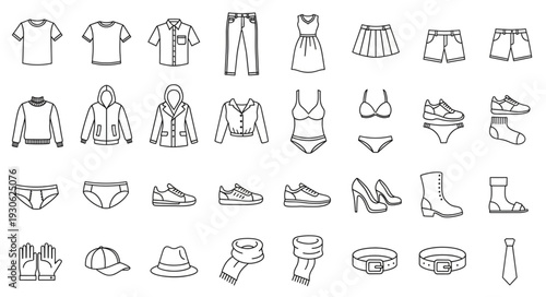 Clothing and Accessories Icon Set.