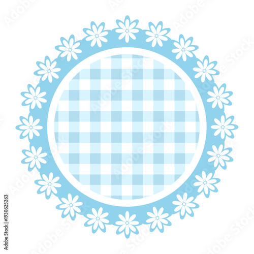 Light blue flower lace frame, tag, label for poster, invitation card and flyer. Vector illustration