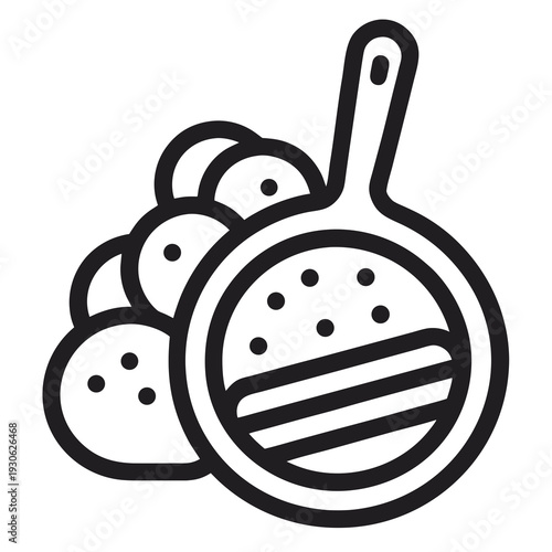 Black pan with burger and black olives black burger