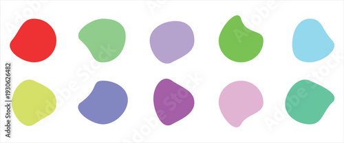 Organic colorful blob shapes. Round abstract organic shape collection. Pebble, drops and stone silhouettes. Random abstract liquid organic irregular blotch shapes.