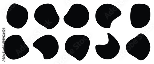 Abstract freeform collections. Abstract organic blob shapes in black colors for backgrounds and modern creative design. Blob shapes black collection isolated  on white artboard. vector designs. 