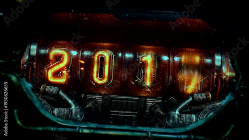 Sci-fi countdown from 2026 to 1983 nixie clock steampunk for streaming