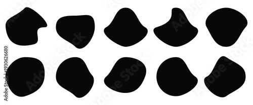 Abstract freeform collections. Abstract organic blob shapes in black colors for backgrounds and modern creative design. Blob shapes black collection isolated  on white artboard. vector designs. 