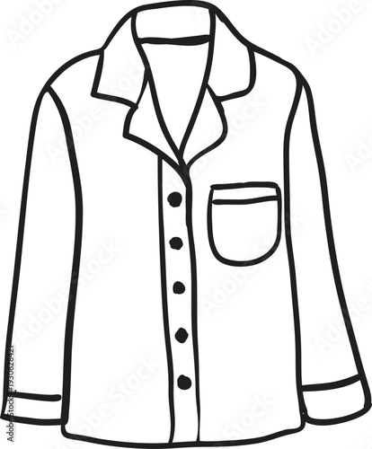Hand drawn illustration of a classic button down shirt with collar and pocket
