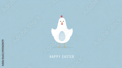 happy chicken with an easter egg, 