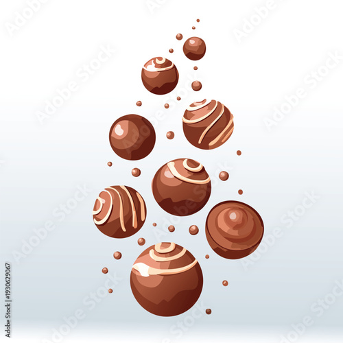 Chocolate candies illustration with decorative swirls and patterns