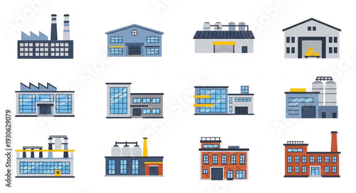 Collection of Industrial Building Illustrations.