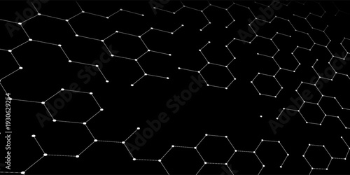 Black background. Dark hexagon carbon fiber texture. Navy blue honeycomb metal texture steel background. Web design template vector illustration EPS 10.