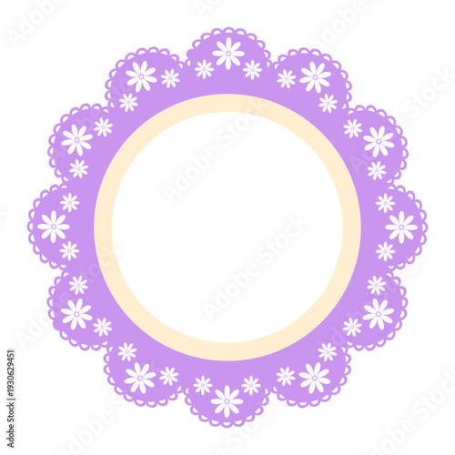 Light purple flower lace frame, tag, label for poster, invitation card and flyer. Vector illustration