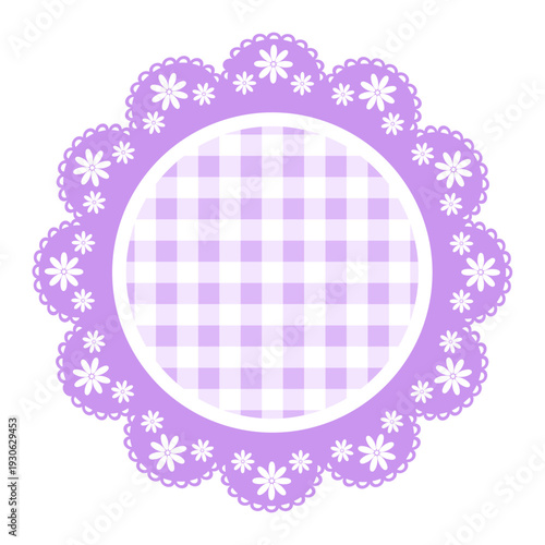 Light purple flower lace frame, tag, label for poster, invitation card and flyer. Vector illustration