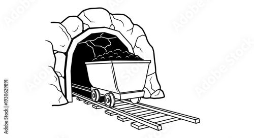 Coal Mine Cart in Tunnel.