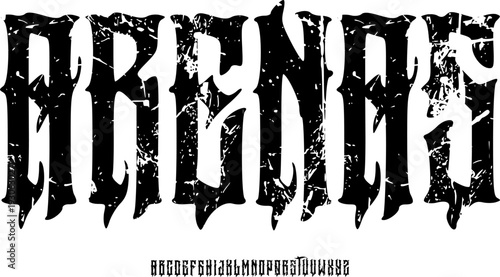 Brutal Gothic Display Font Alphabet – Aggressive Distressed Blackletter Typeface with Sharp Spikes for Metal Band, Horror Branding, Album Covers, Posters, and Dark Fantasy Typography Projects