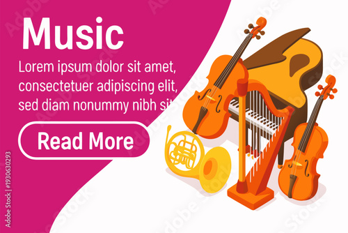 Vibrant musical instruments for creative projects and presentations