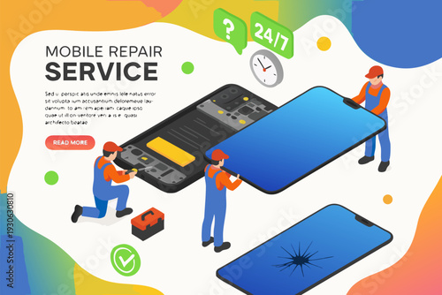 Mobile repair service technicians fixing smartphones quickly and efficiently