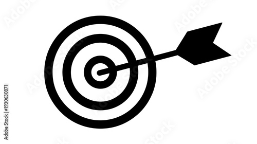 A black and white image of a target with a black arrow pointing to the center