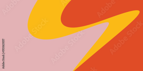 Liquid flow abstract vector art. Smooth liquid-style background illustration with a large orange curve and yellow accents on pink for a trendy, professional aesthetic look.