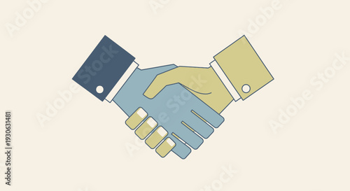 Handshake Illustration of Business Partnership Deal.