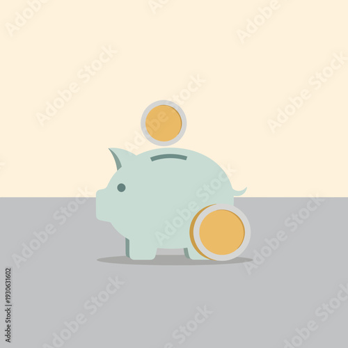 Piggy Bank with Coins Being Deposited.