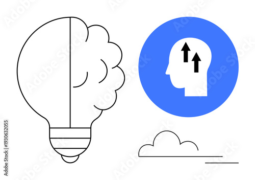 Innovation concept. Innovation ideas highlighted by lightbulb and arrows growth and creativity. Innovation powering future solutions and creative advancements. For business, strategy, growth