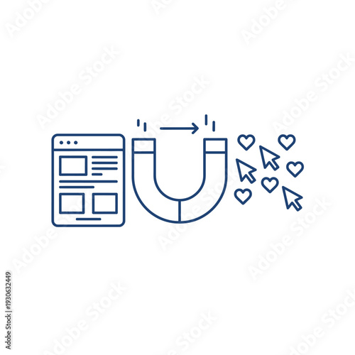 Website attracting customers with a magnet concept.