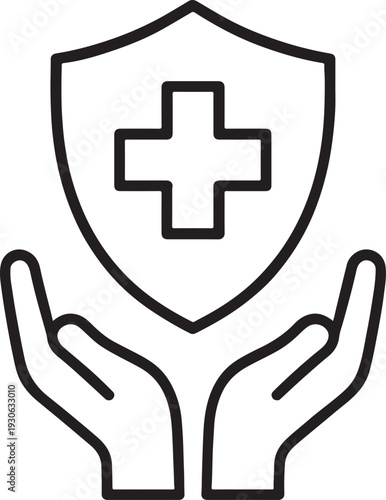 Medical Protection Shield Icon - Healthcare Insurance and Safety Support Symbol Illustration