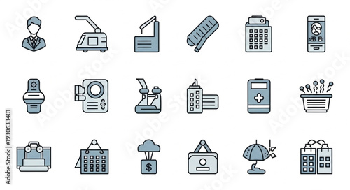 Collection of Various Office Icons.