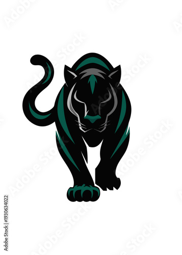Elite flat vector illustration of a sleek black panther in motion, crafted with a refined dark luxury palette. Clean curves and strong silhouette create a premium branding-ready design suitable for fa
