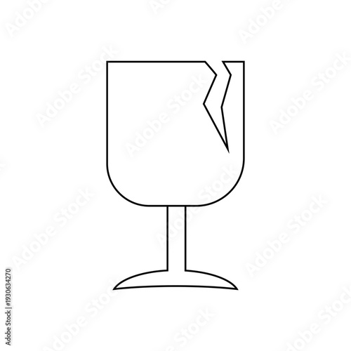 Flat vector icon of broken glass sign do not throw fragile items