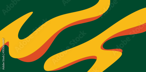 Abstract splash fluid shape background. Creative fluid splash illustration vector background featuring unique yellow and orange shapes floating on a dark green minimalist canvas.