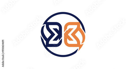 Abstract Circular Logo Design with Interlocking Symbols.