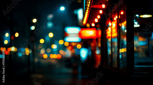 雨に濡れた夜の街路と滲むボケライトの反射