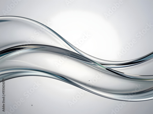 Abstract background of flowing transparent liquid glass waves with soft reflections and refractive light patterns, clear transparency, elegant curve, clean studio lighting, high resolution, sharp deta
